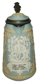 3L Mettlach Musician Floral & Verse Relief Stein