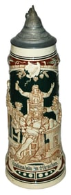 1-1/2L Falstaff in Tavern Pottery Relief Stein