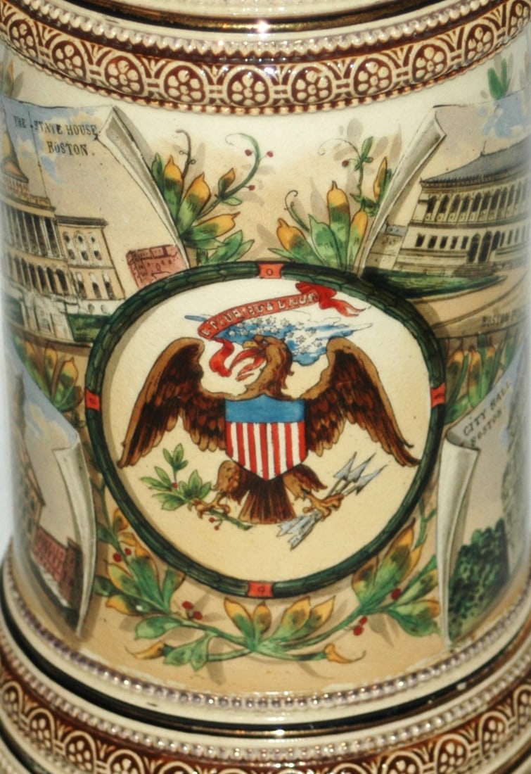 US Eagle & Shield w Boston Building Views Stein - 2