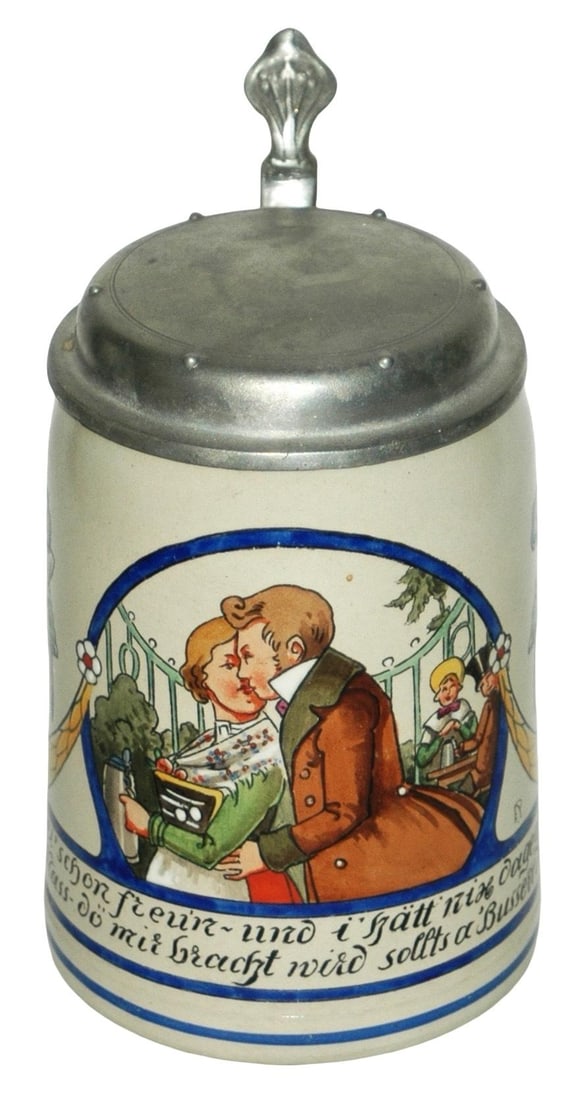 Franz Ringer Couple & Verse Stein: Stoneware POG 1/2L. Franz Ringer. Loving couple and verse.