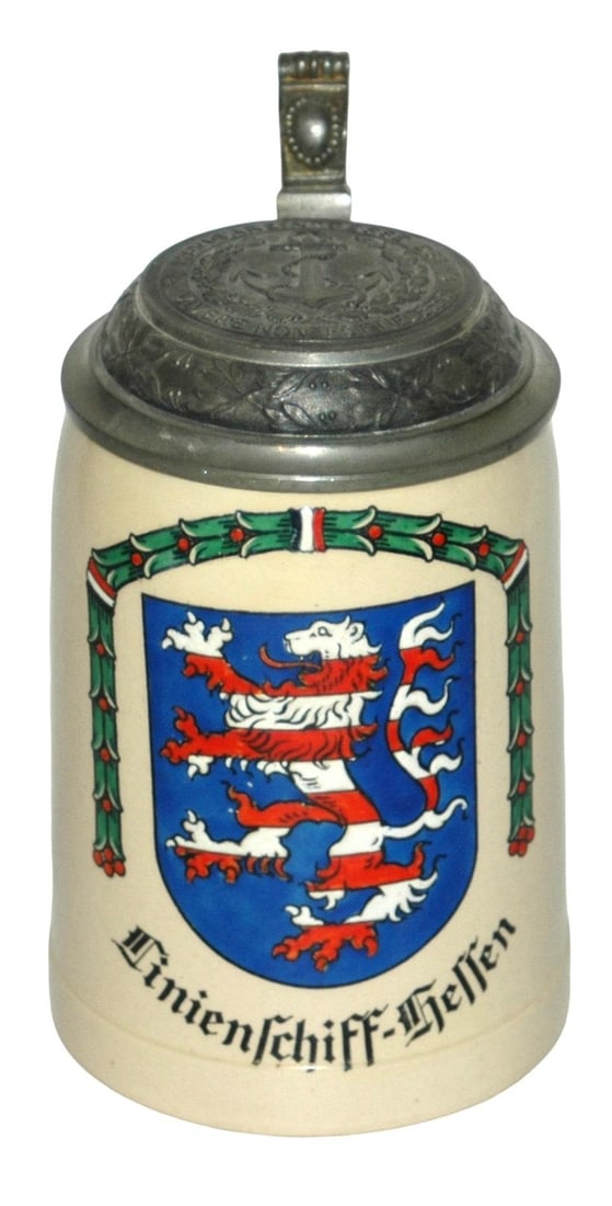 Battleship Hessen Shield Stein w Anchor Lid (1 of 4)