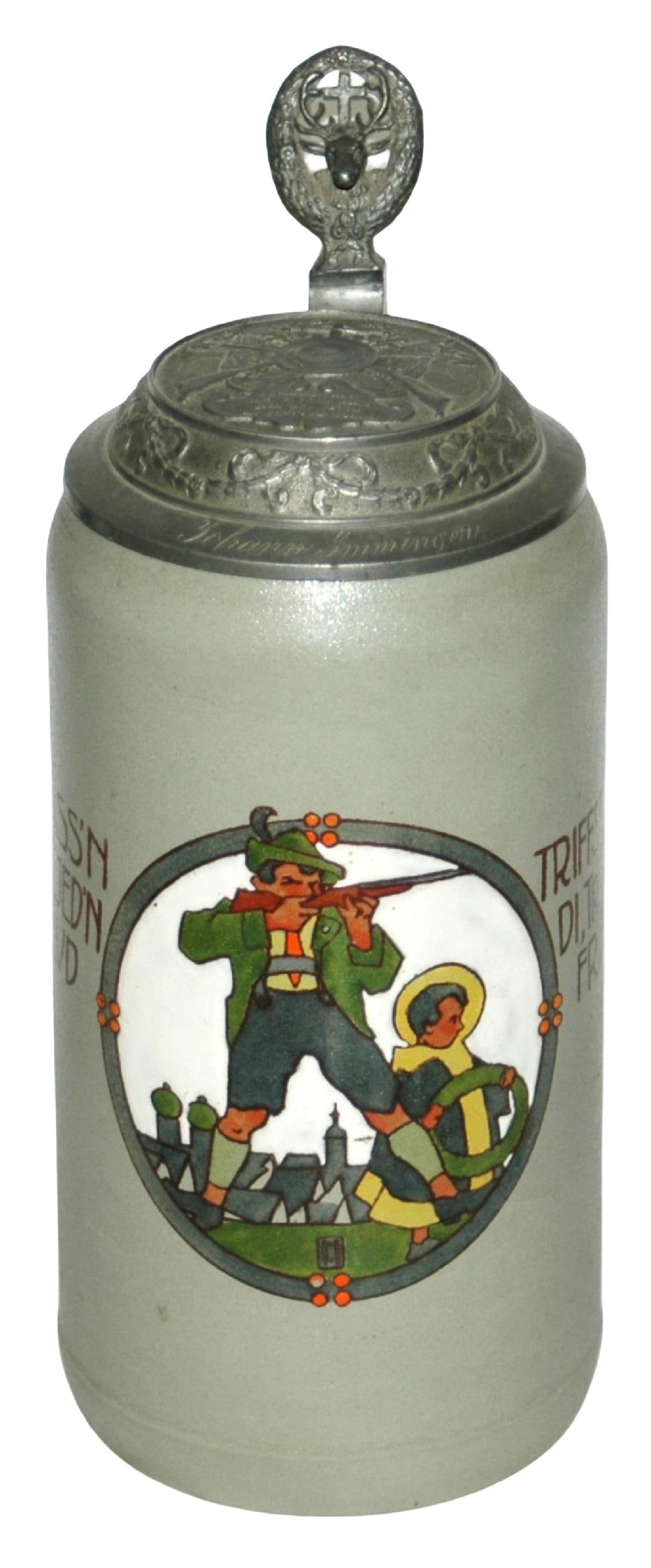 1L Mettlach Bavaria Shooting Theme Stein (1 of 5)