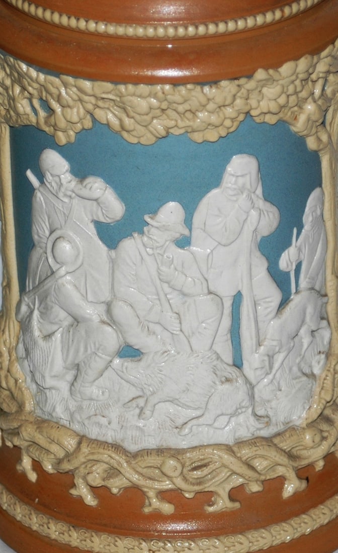 1L Mettlach Three Hunter Panels Stein - 2