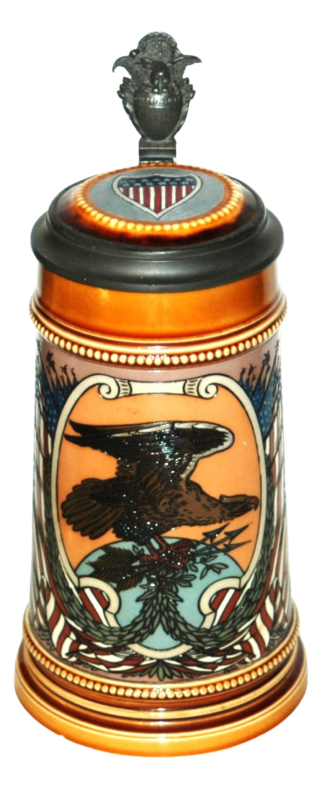 Mettlach American Eagle & Flags Stein (1 of 5)