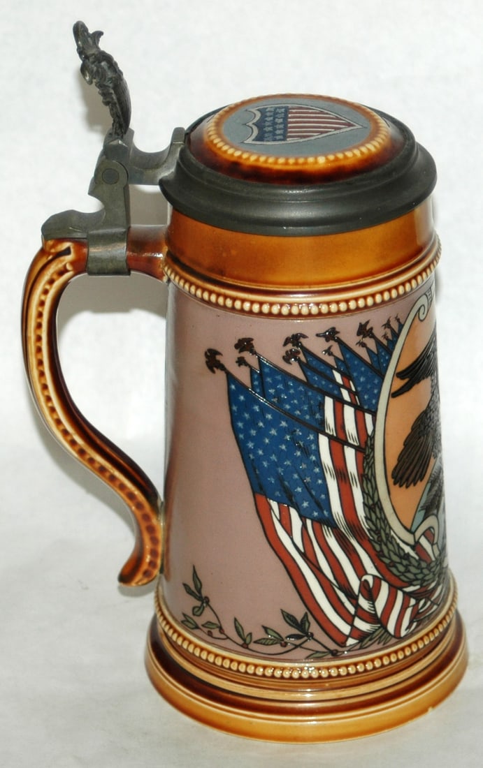 Mettlach American Eagle & Flags Stein - 3