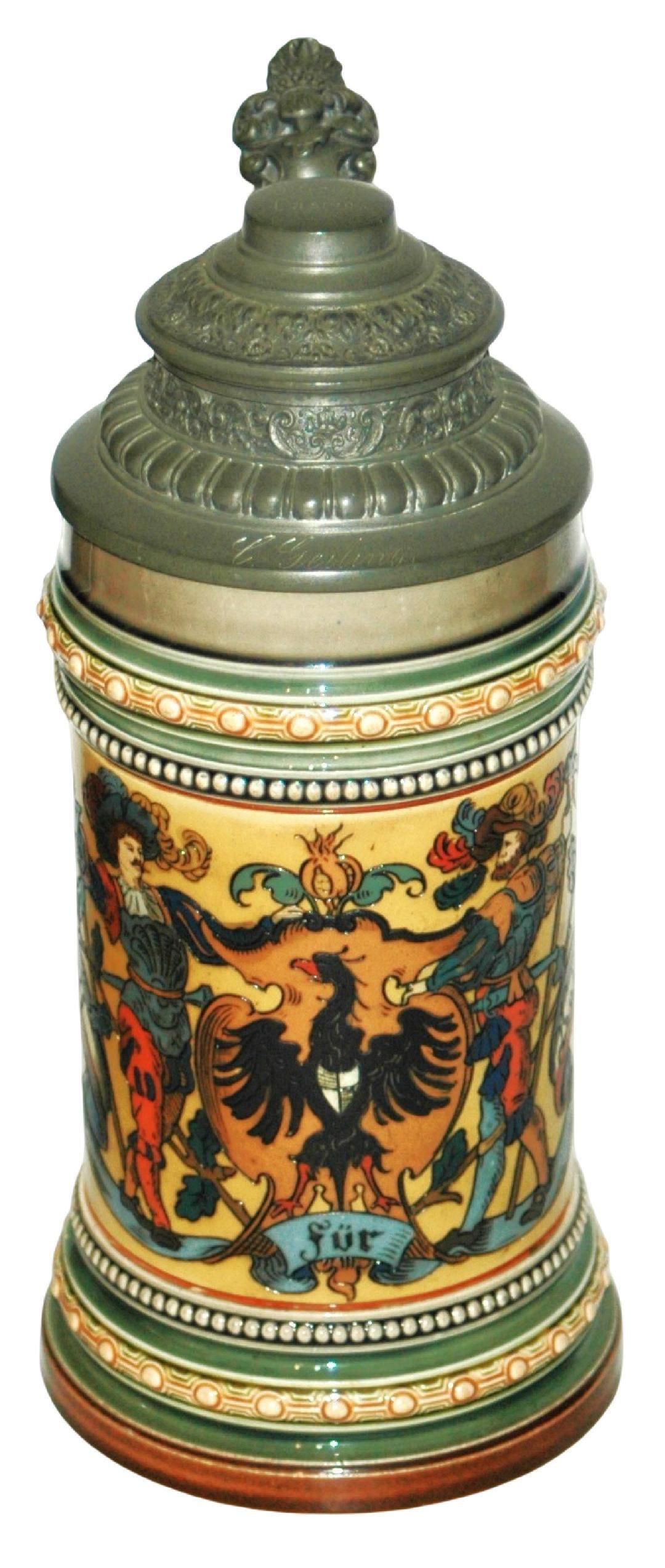 Mettlach Eagle Shield w Landsknecht Stein (1 of 4)