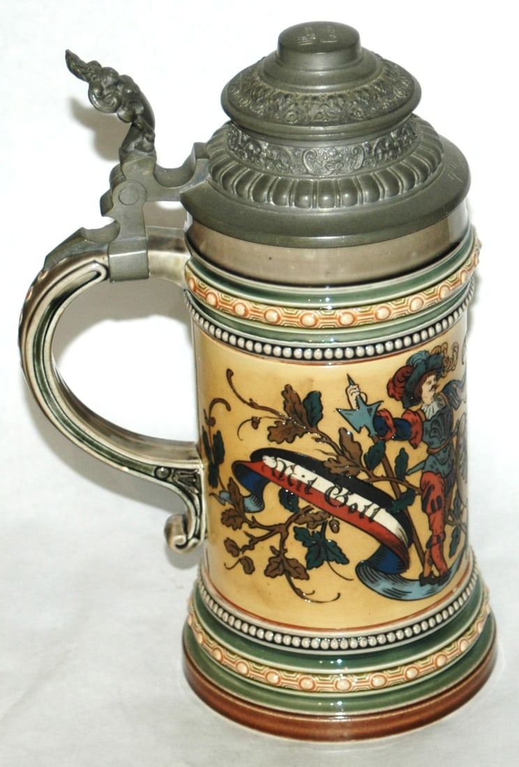 Mettlach Eagle Shield w Landsknecht Stein - 3