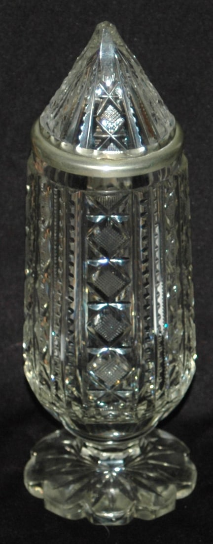 Cut & Polished Glass Stein w Cone Lid (1 of 3)