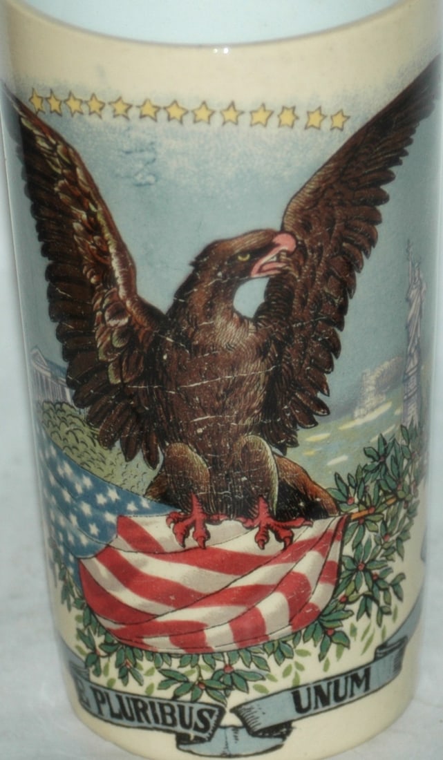 Mettlach Beaker, American Eagle & Flag - 2