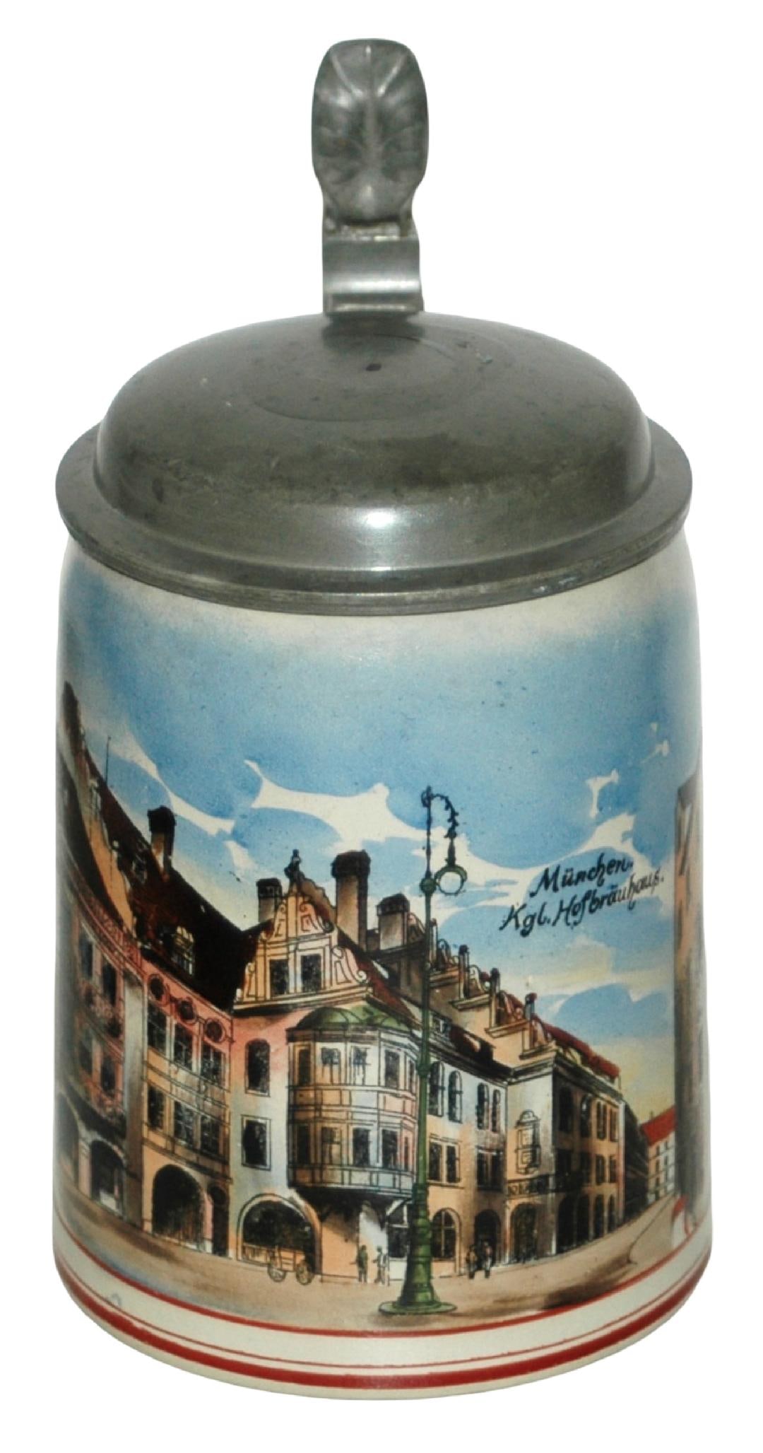 Hofbrauhaus Munich Beer Hall Stoneware Stein: Stoneware POG 1/2L. Hofbrauhaus beer hall in Munich. Mint.