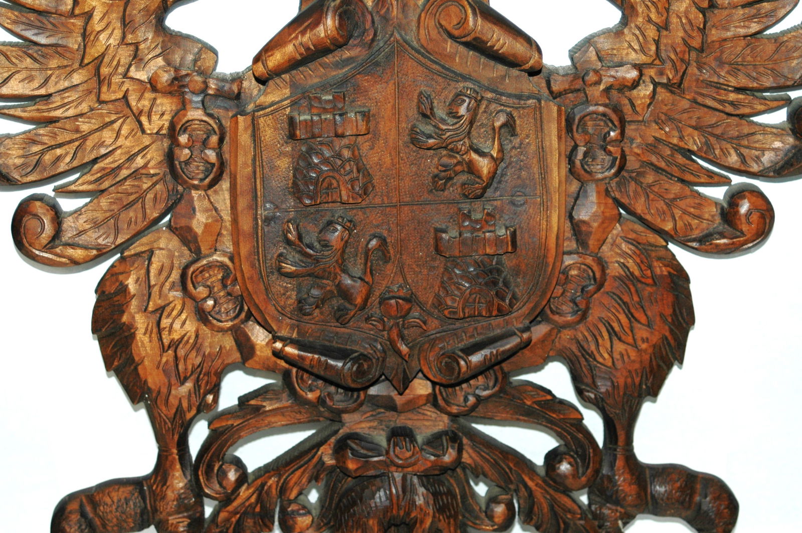 Black Forest 20" Carved Two Headed Eagle Plaque - 2