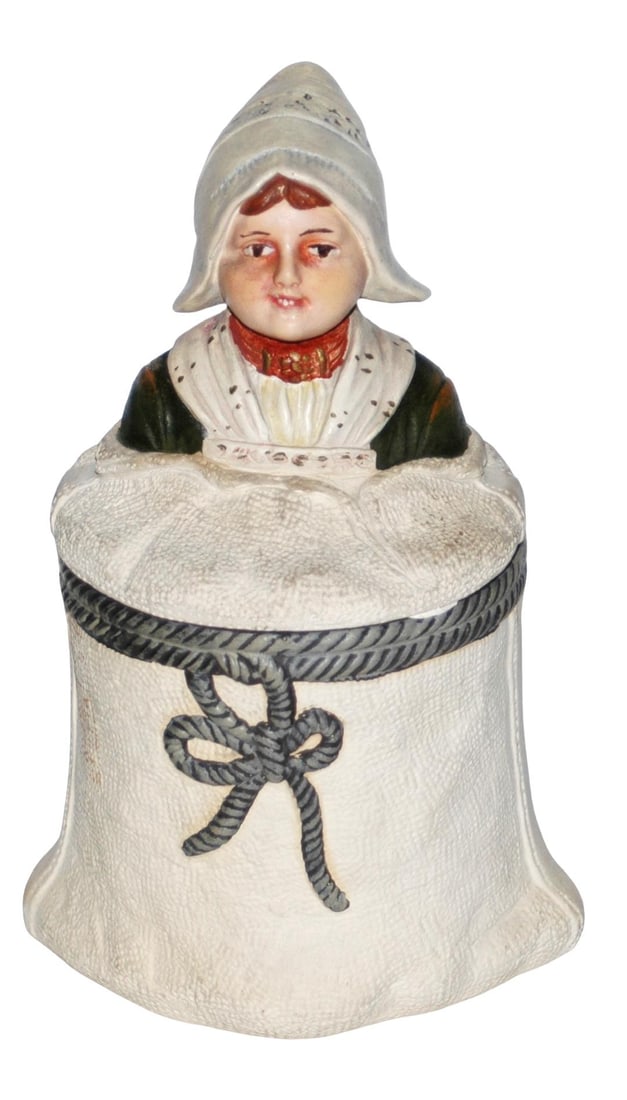 Terracotta Dutch Girl in Bag Tobacco Jar (1 of 3)