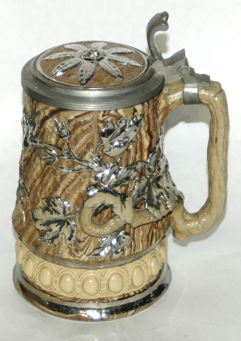 Mettlach Earlyware Tree Trunk Design Stein - 4