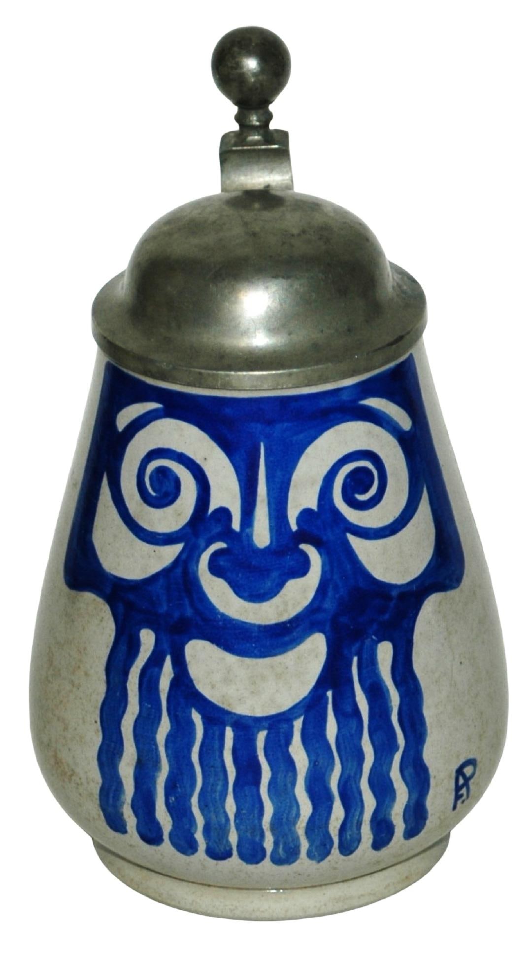 Franz Ringer Reinemann Face Stoneware Stein: Reinemann Stoneware POG 1/2L. Franz Ringer design. Face. Mint.
