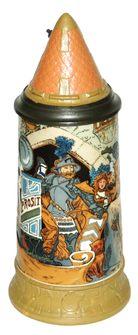 1L Knight at Castle Party Stein w Conical Inly Lid (1 of 5)