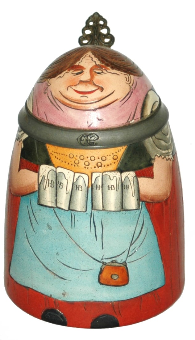 Barmaid W Many HB Steins Hanke Character Stein (1 of 5)