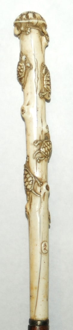 Carved Bone 35" Walking Cane - 2