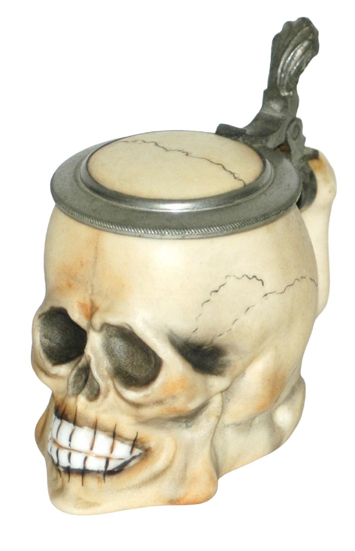 1/16L Uncommon Bohne Porcelain Skull Stein (1 of 2)