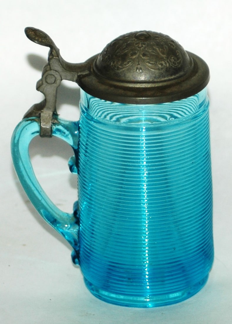 1/8L Threaded Blue Glass Stein - 2