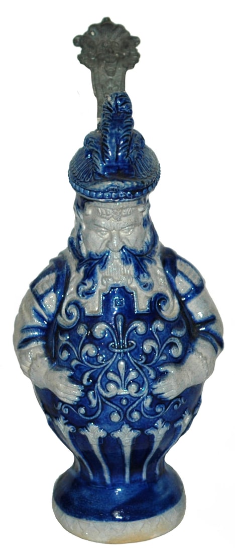 1/4L Bearded Knight Stoneware Character Stein (1 of 4)