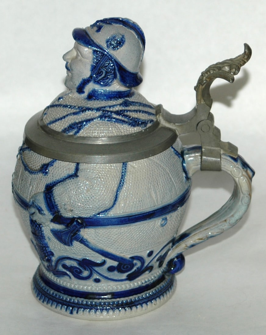 Uniformed Fireman W Rope Character Stein - 4