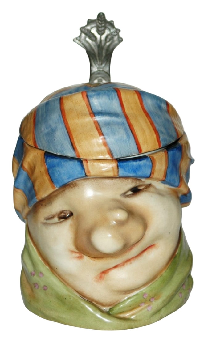 Potato Head w Face Schierholz Character Stein: Character Stein 1/2L Schierholz Porcelain. Potato head with face. Mint.