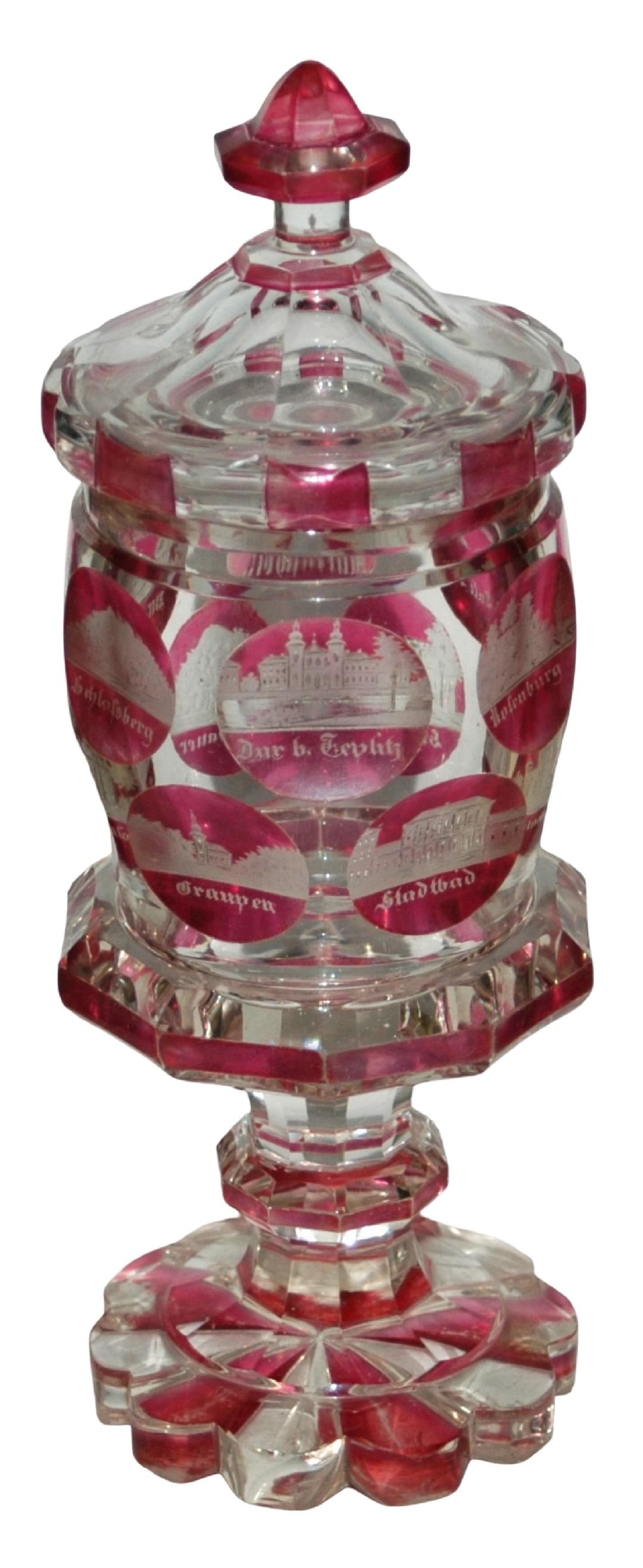 11" Bohemian 1846 Wheel-cut Glass Pokal (1 of 4)