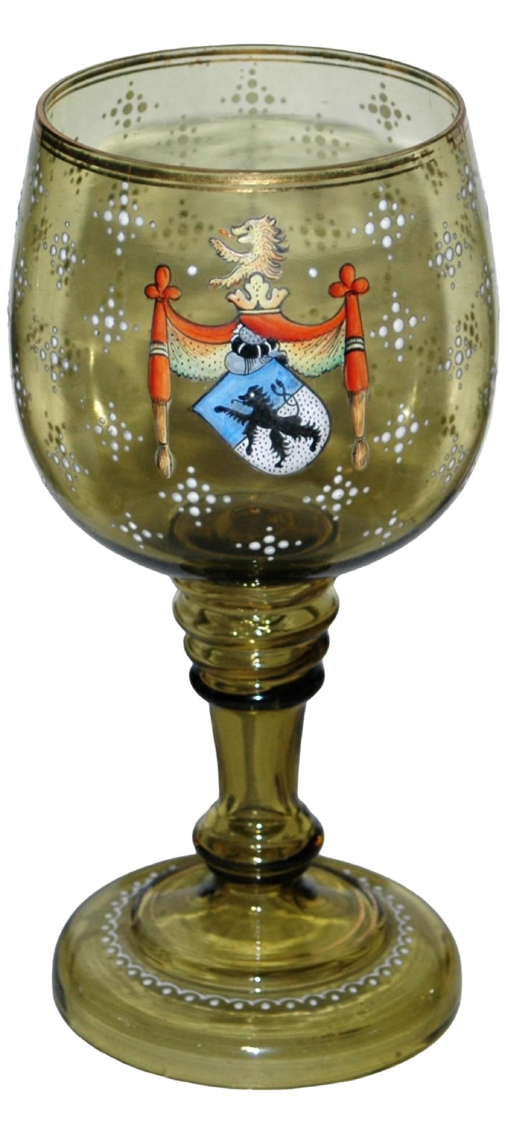 10-1/2" Enamel Lion Shield Glass Roemer Goblet (1 of 3)