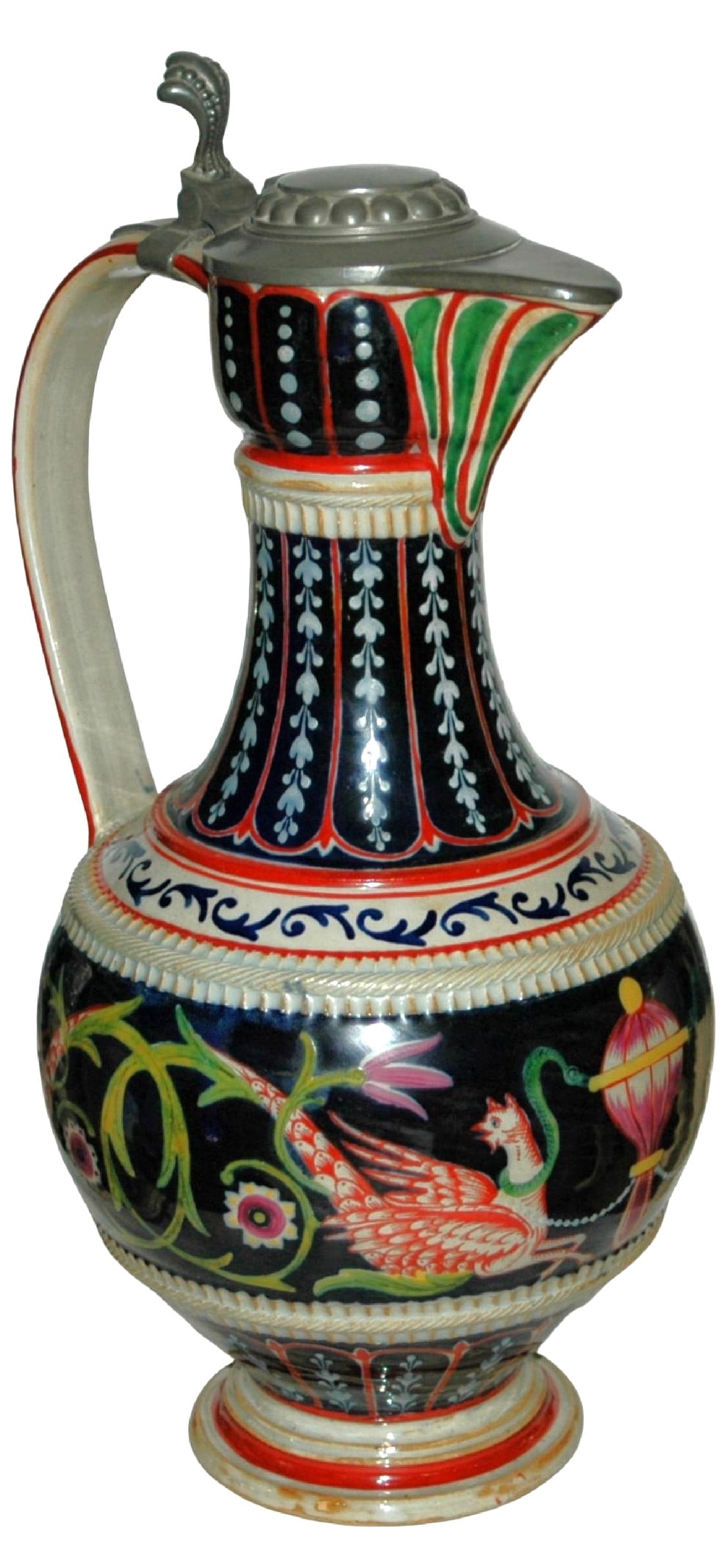 Rare 3L Klammerth Faience Dragons & Floral Stein (1 of 3)