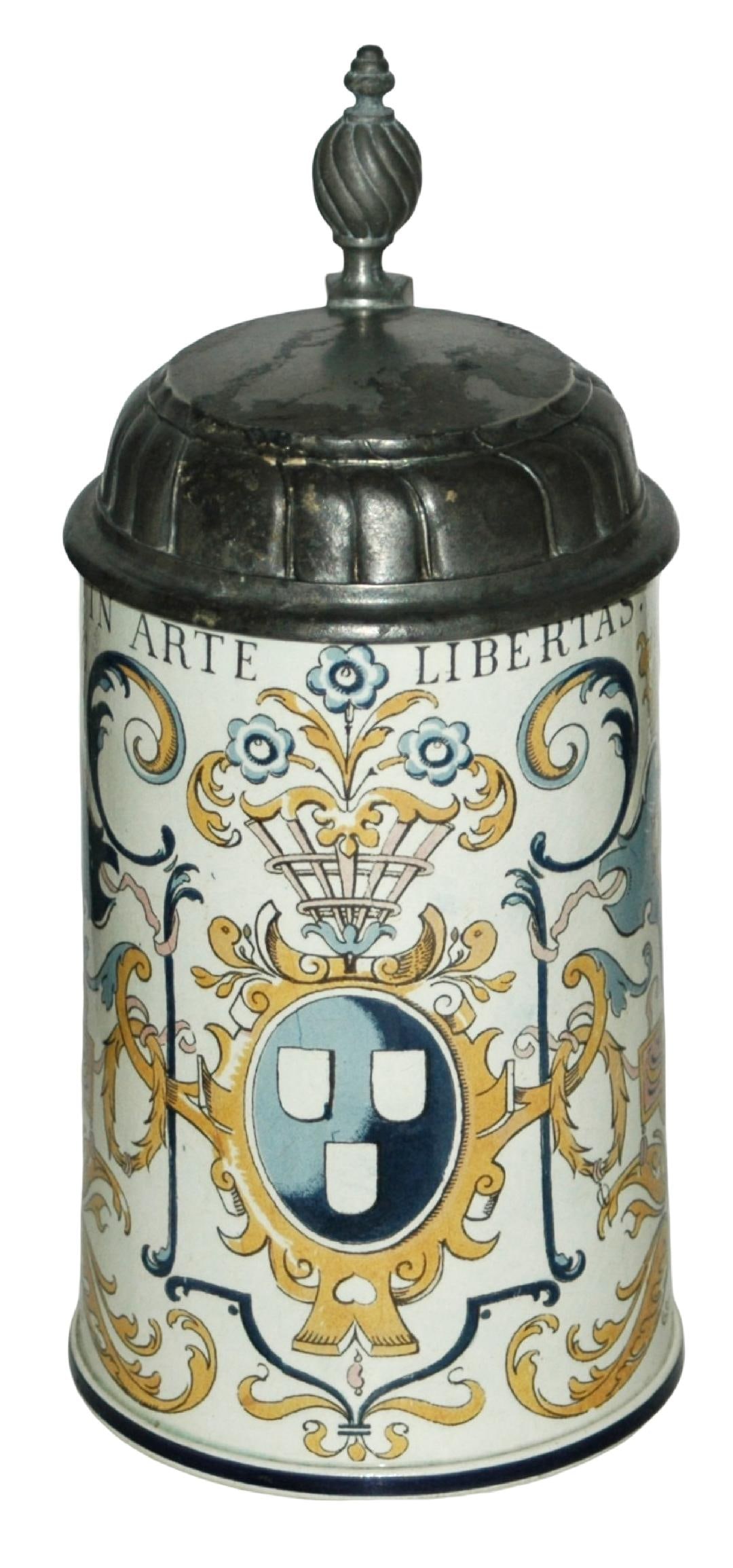 Mettlach Faience Shield & Floral Stein (1 of 4)