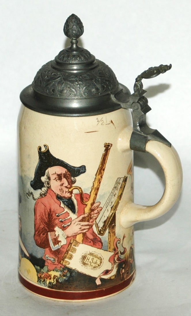 Mettlach Soldier Playing Instruments Schlitt Stein - 4