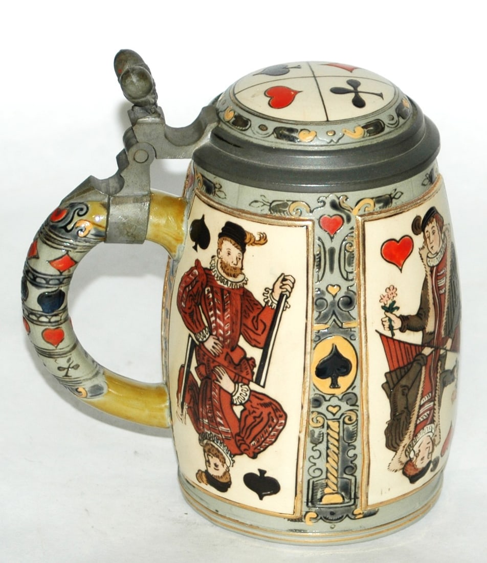 Mettlach Four Playing Card Panels Stein - 2