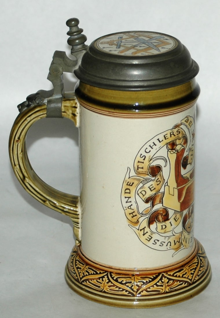 Mettlach Cabinet Maker Occupational Stein - 3