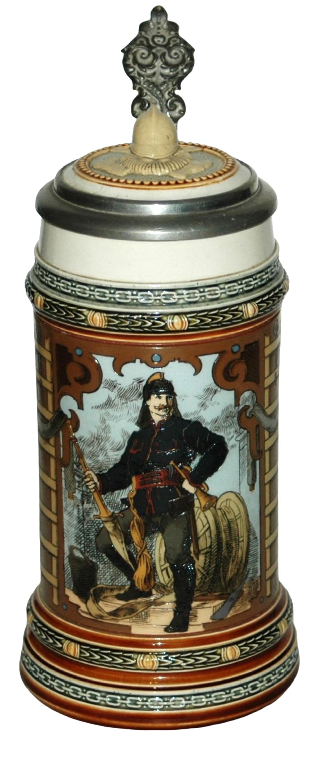 Mettlach Fireman Occupation Stein Helmet Lid (1 of 5)