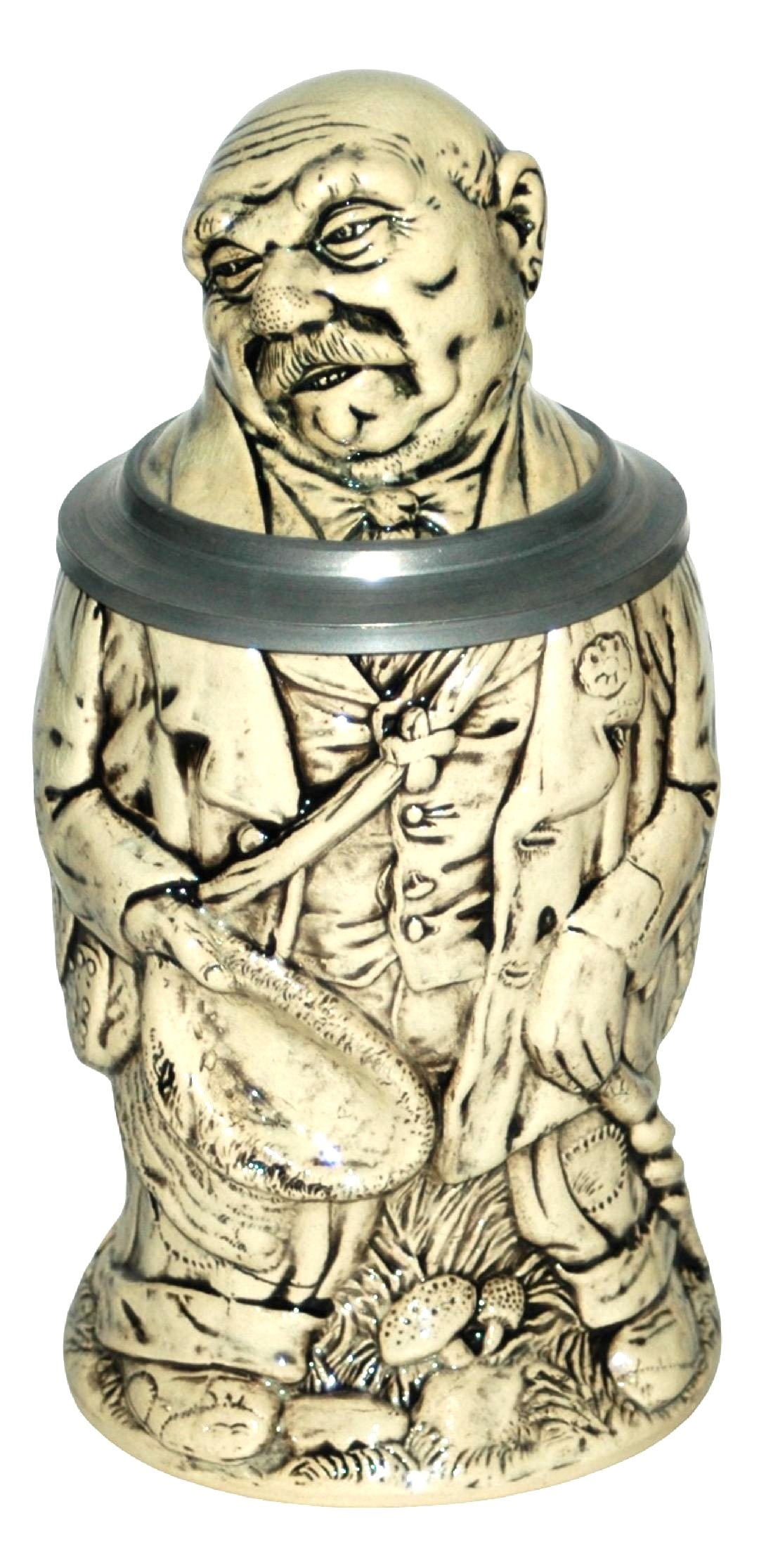 Hobo Dumler & Breiden Character Stein: Character Stein 1/2L Dumler & Breiden Pottery #723. Hobo with hat in his hand. Mint.