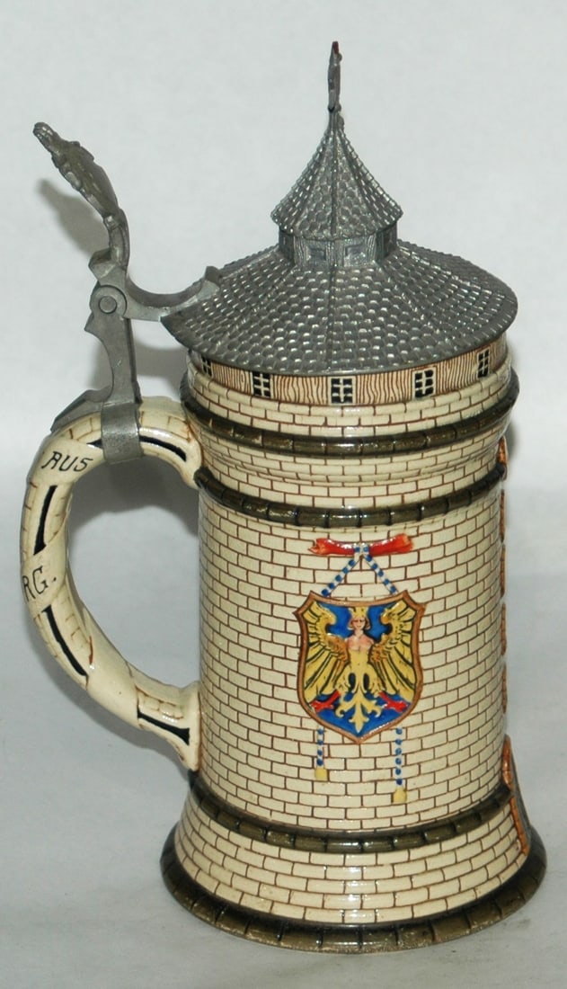 Nurnberg Tower & Colored Shields Character Stein - 2