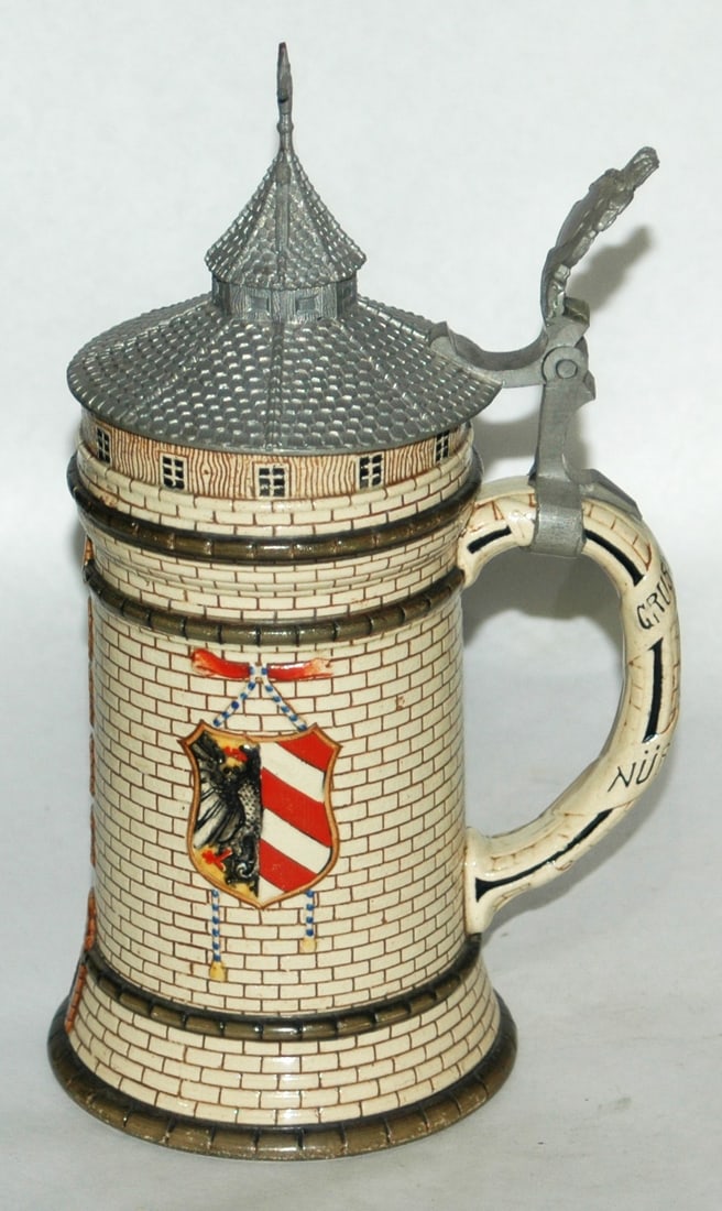 Nurnberg Tower & Colored Shields Character Stein - 3