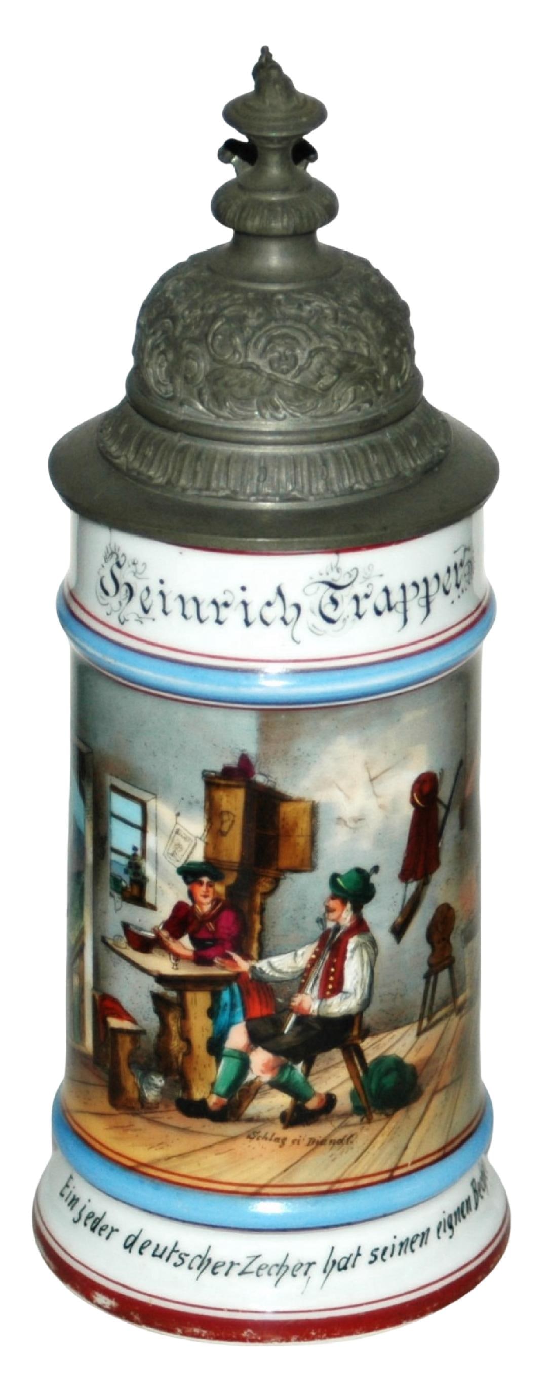 Zecher Heinrich Trapper Tavern Scene Stein (1 of 4)