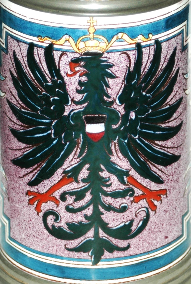 1L Mettlach Faience Large German Eagle Stein - 2