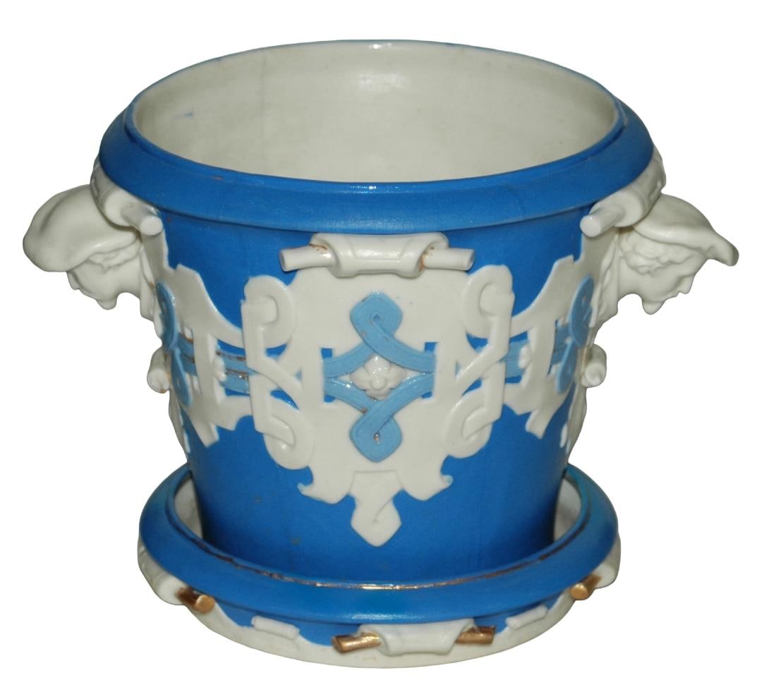 Rare Mettlach Parian Flower Pot & Underplate (1 of 2)