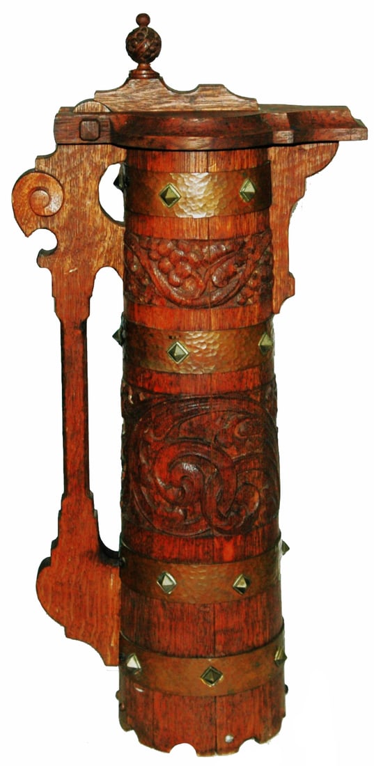 Impressive HUGE Wood Floral Carved Stein (1 of 5)
