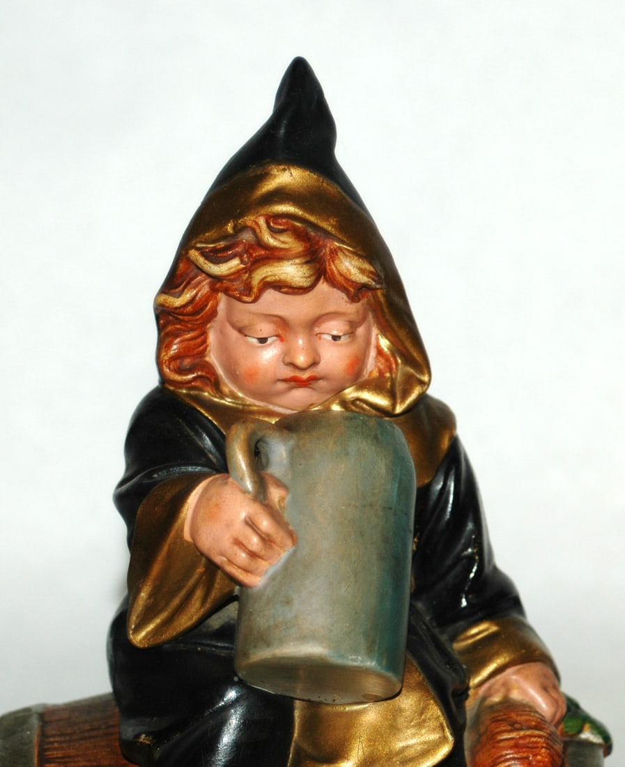 Terracotta Munich Child on Barrel w Large HB Stein - 2