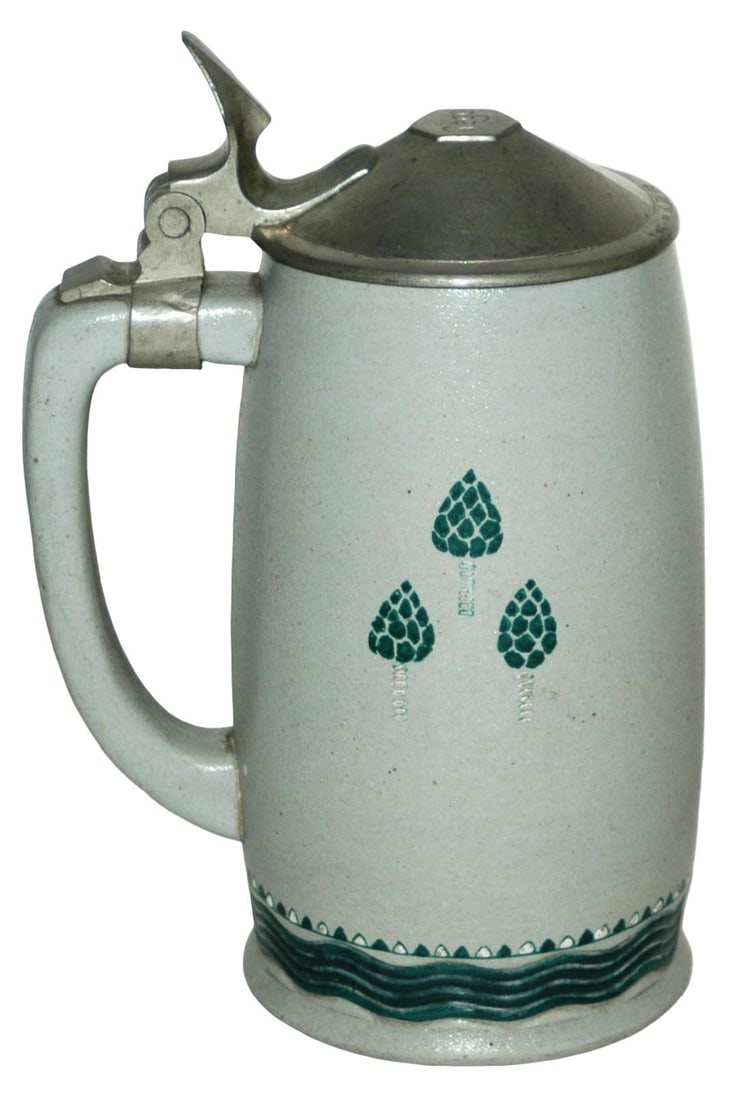Mettlach Bavaria Art Nouveau Hops Buds Stein 1909 (1 of 4)