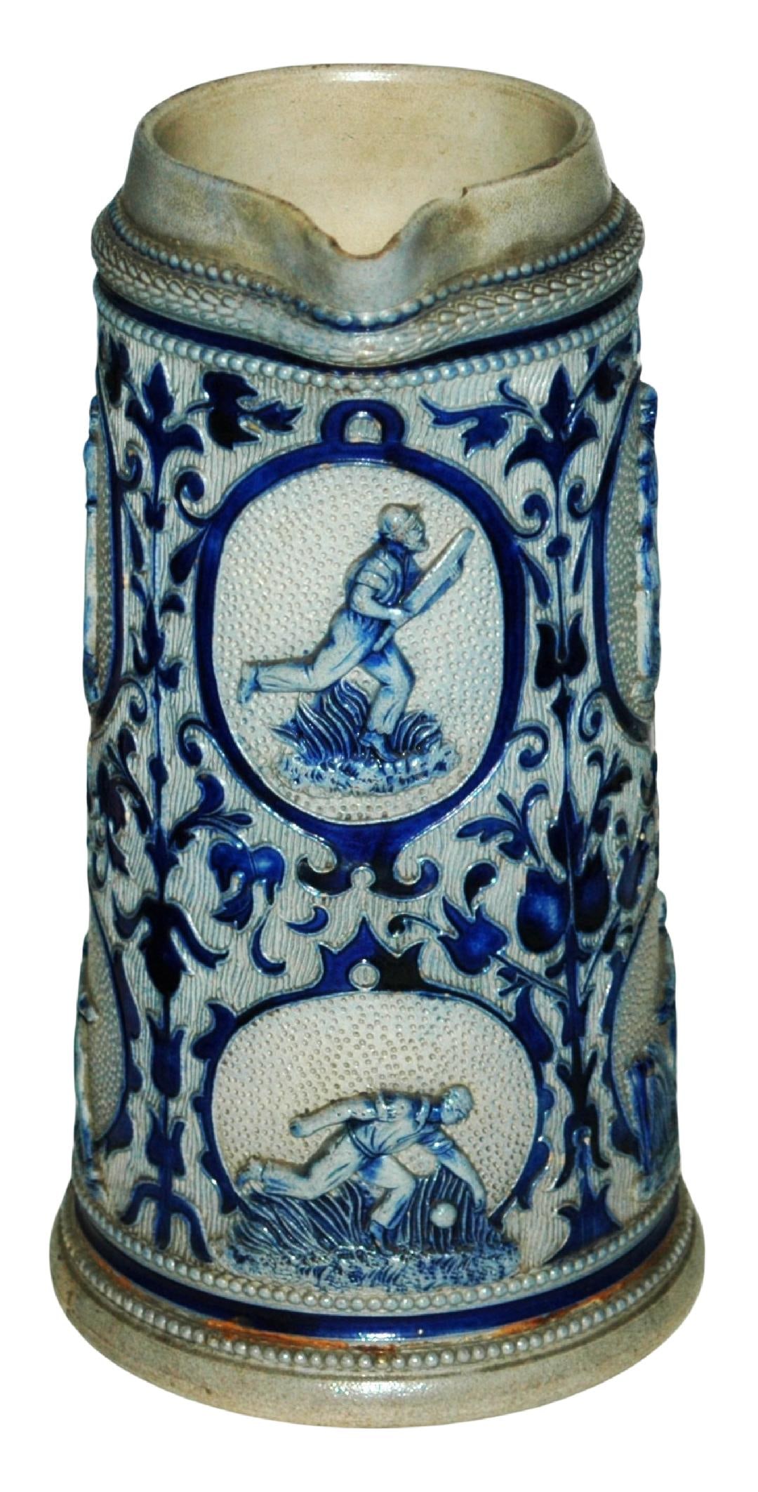 1-1/2L Stoneware 8 Scenes of Cricket Players Stein (1 of 5)