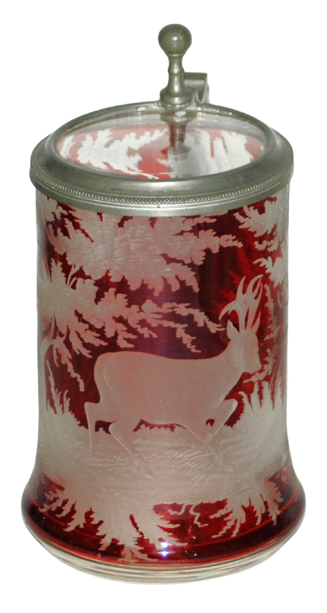 3/10L Wheel-cut Chamois in Forest c.1860 Stein (1 of 4)