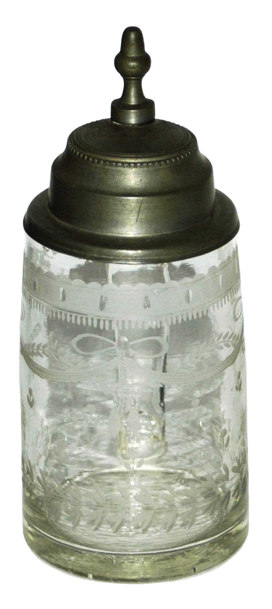 1/4L Wheel-cut Floral Wrap Design 1820 Glass Stein (1 of 3)