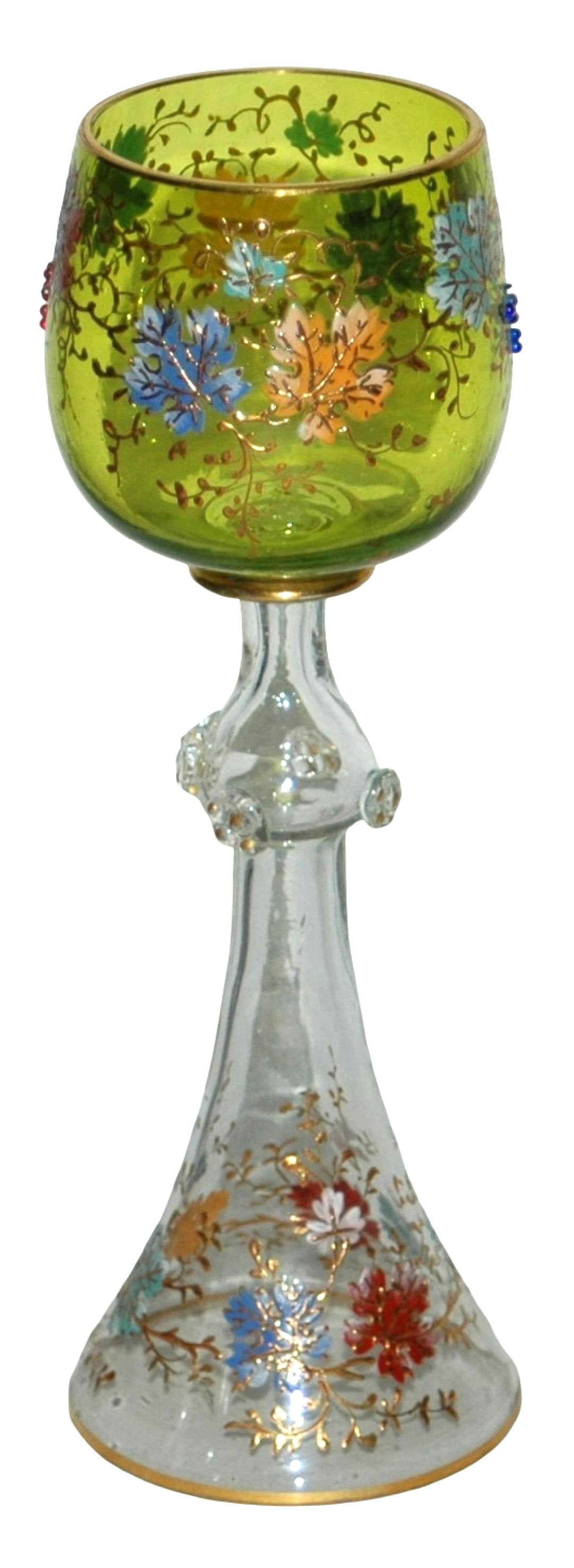 Moser Goblet w Applied Beads & Grape Leaf (1 of 3)