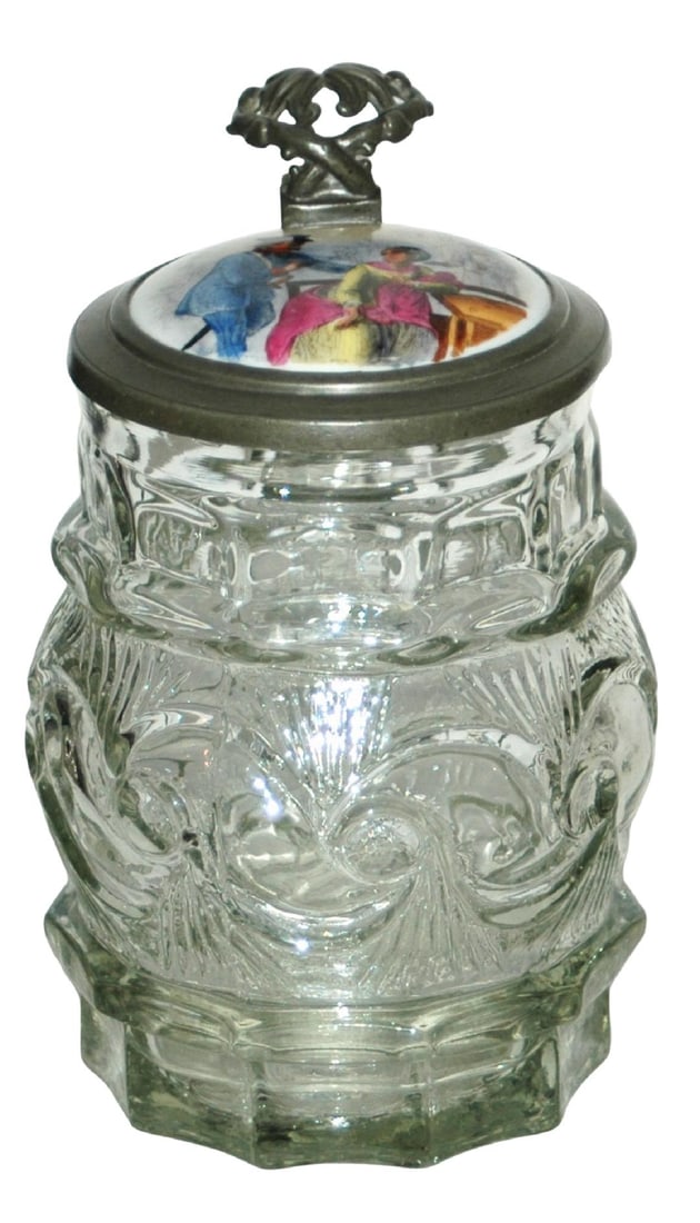 Soldier & Barmaid Porcelain Inlay Glass Stein (1 of 2)