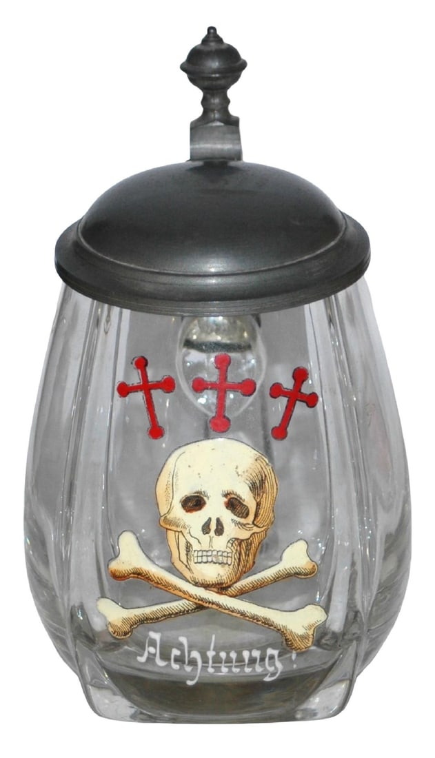 3/10L Skull & Crossed Bones Glass Stein (1 of 3)