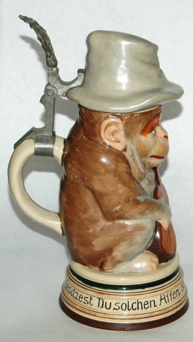 Monkey w Guitar & Top Hat Character Stein - 3